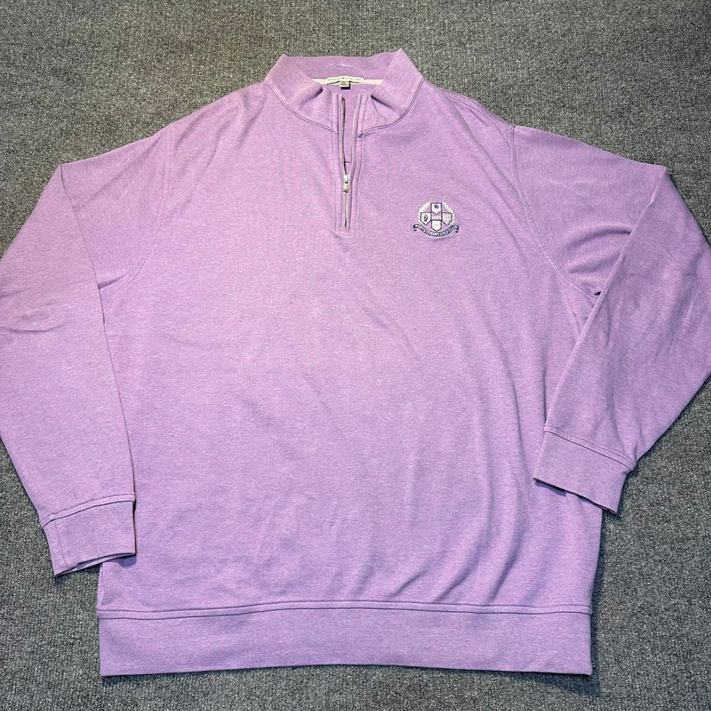 Peter Millar Mens XL Purple Portstewart Golf Club Quarter Zip Pullover Sweater